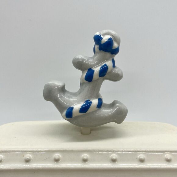 Nora Fleming Mini Blue Gray Anchor A108 Retired HTF Nautical - Picture 1 of 2